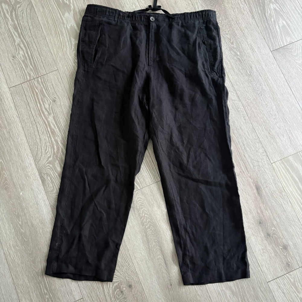 Club Room Luxury Womens Black 100% Linen Wide leg Pants Size XL